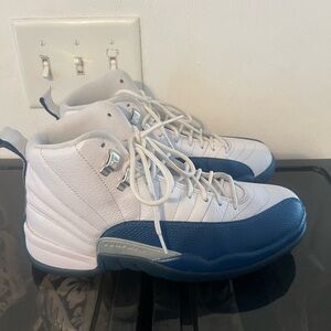 Jordan 12 White and Blue Sneakers